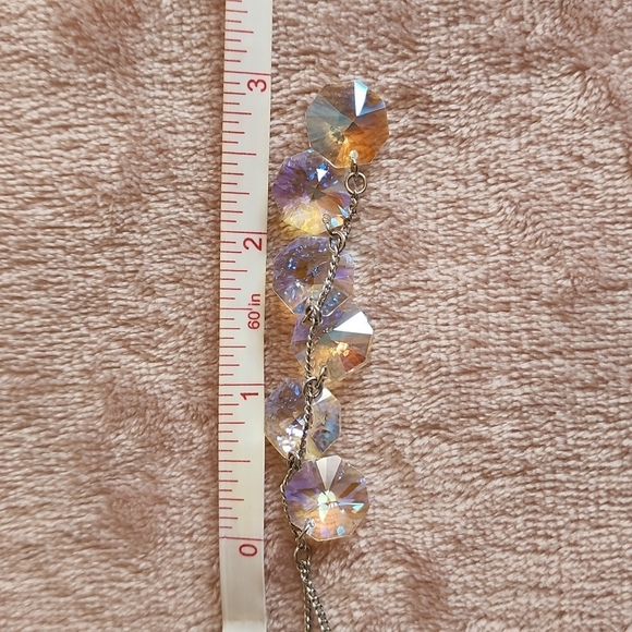 Set of Silver Tone Rainbow Crystal Pendant Necklace & Earring - Picture 9 of 11